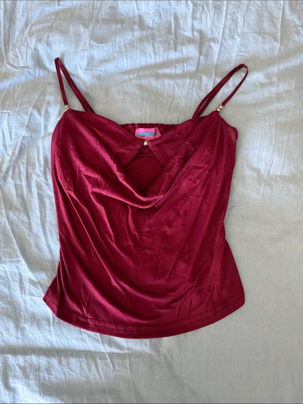 Edikted Burgundy Cowl Neck Spaghetti Strap Camisole
